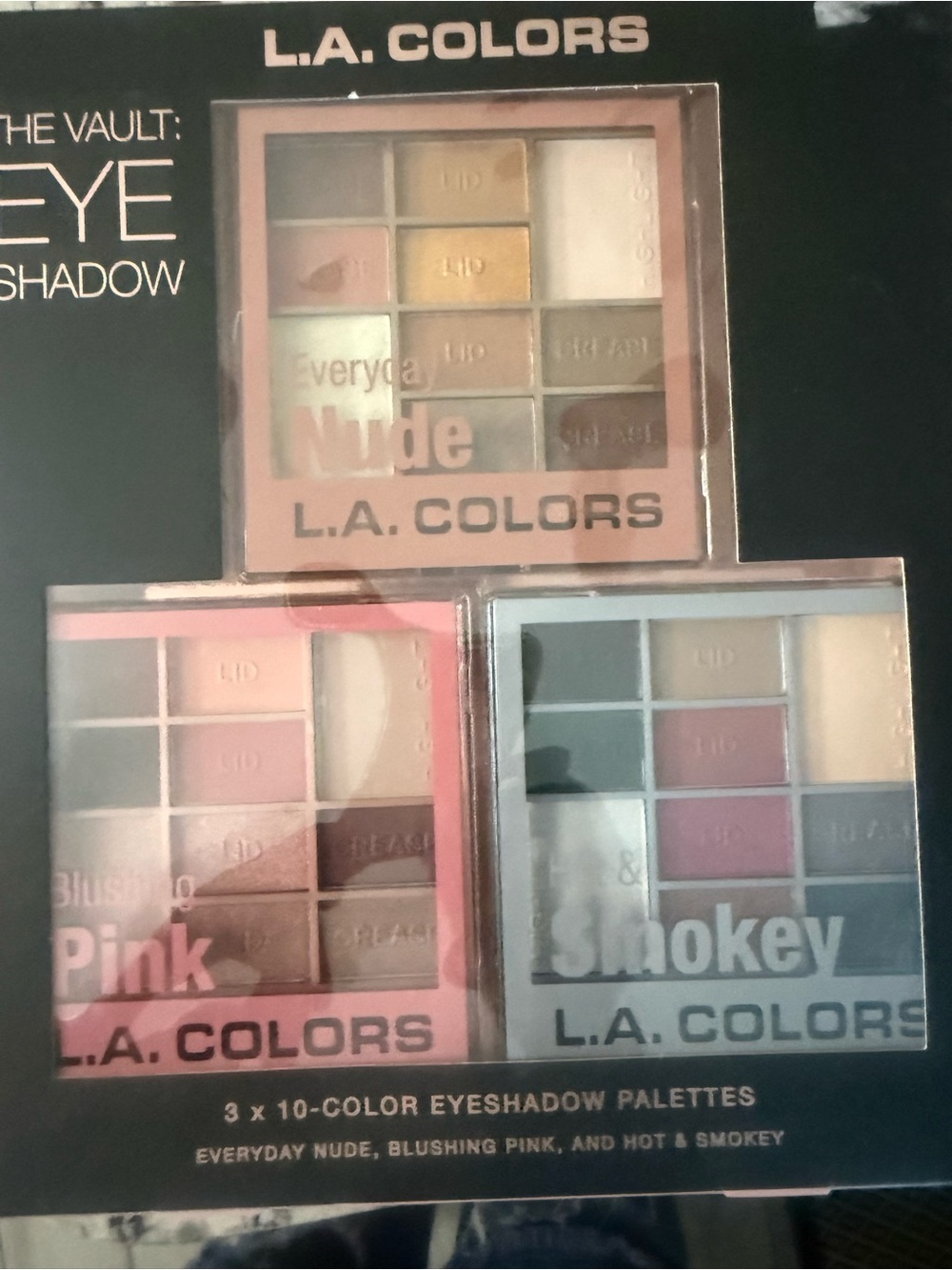 L.A. COLORS 3-Pack Eyeshadow Palettes — Nude, Pink & Smokey Shades